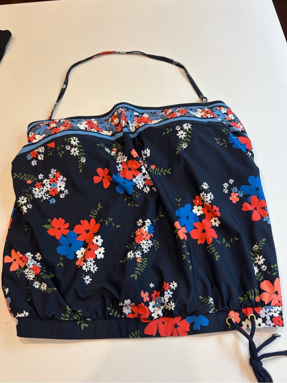 MICHAEL Michael Kors Navy Floral Halter Swim Top